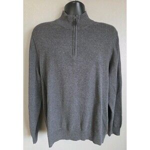 Jos A Bank Sweater Mens XL Gray Quarter Zip Pullover Traveler Cotton Casual